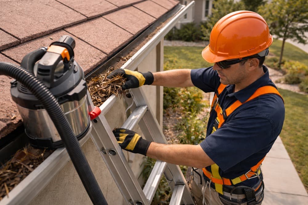 Professional gutter cleaning and debris removal