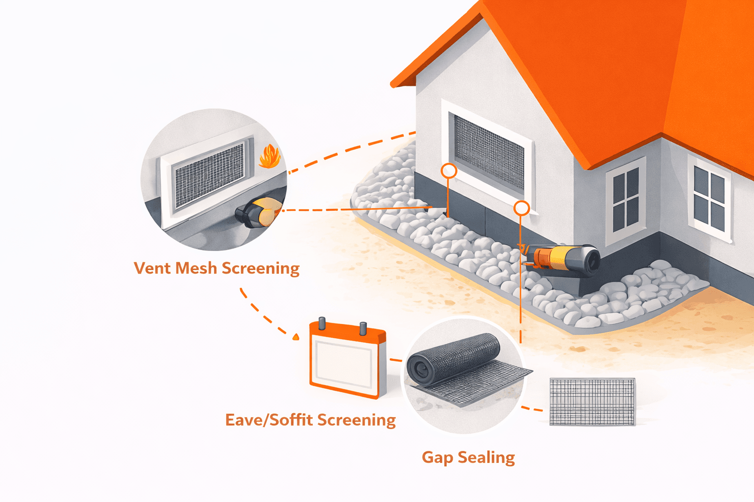 Vent Retrofitting & Ember-Resistant Mesh Protection illustration
